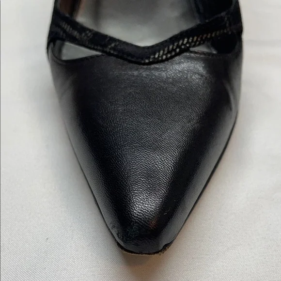 Roberto Capucci Black Leather Suede Stiletto Heels Made in Italy Size 5 B - Picture 6 of 9
